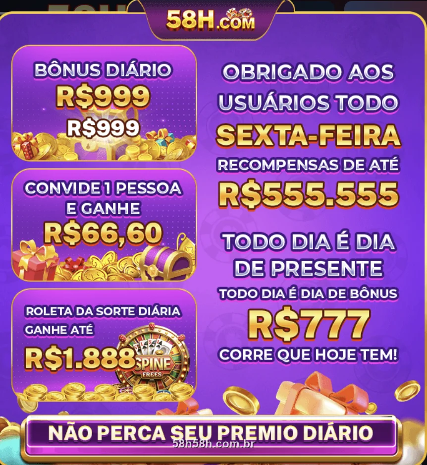 Banner do Bônus Diário e da Roleta da Sorte do 58H